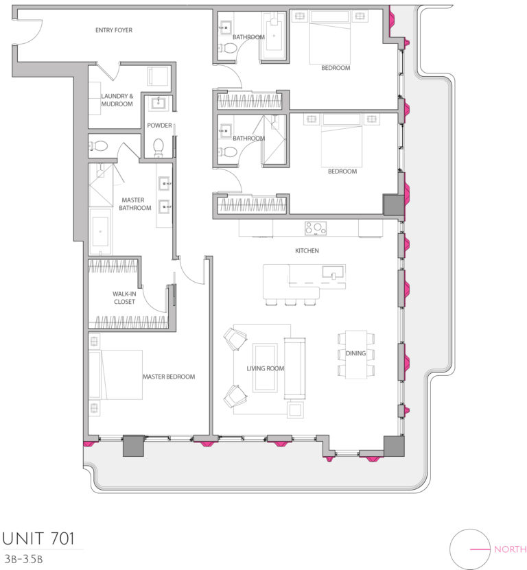 UNIT 701 floor plan details this luxury condo floor plan, condo for sale in Miami Florida